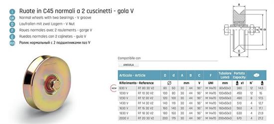 RUOTA GOLA V ROLLING CENTER 2C MM.200 ART.RT2030V2