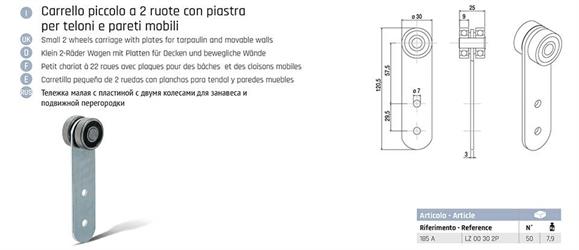 CARRELLO PICCOLO ROLLING CENTER A 2 RUOTE C/PIASTRA 185A
