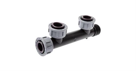 COLLETTORE M/F IN PP CON O-RING A 2 VIE 1F ART.TVSC-2