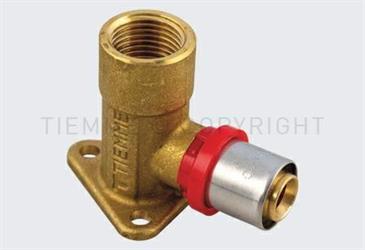 RACCORDO CURVO FEMM. 16x1/2 H.52 C/FLANGIA A PRESSARE ART.1656