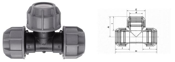 RACCORDO T 90° ECOFIT 32X32X32 PN10 PLASSON ART.14040