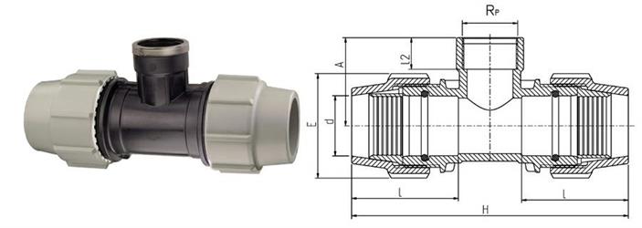RACCORDO T 90° PP 20XF.1/2X20 PN16 PLASSON ART.7140