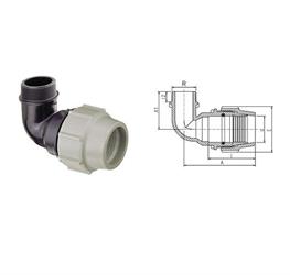 GOMITO A 90° PP FILETTATO MASCHIO 32X1 PLASSON ART.7850