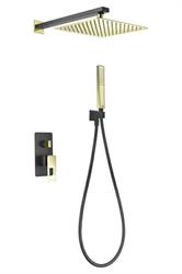 KIT DOCCIA SOFFIONE CM.25X25 SUECIA NERO/ORO ART.BDC032-6NGOLD