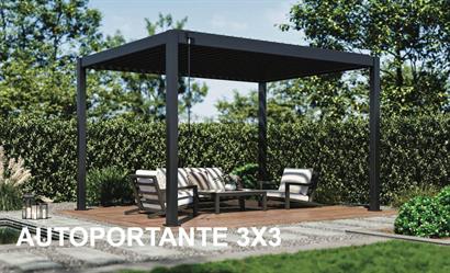 PERGOLA BIOCLIMATICA AUTOPORTANTE GRIGIO ANTRACITE 3X3 MT.
