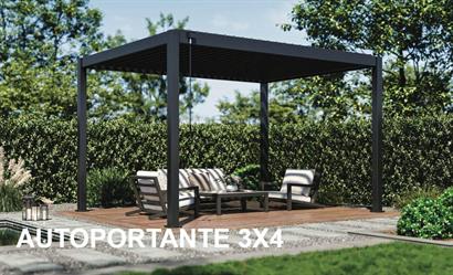 PERGOLA BIOCLIMATICA AUTOPORTANTE GRIGIO ANTRACITE 3X4 MT.