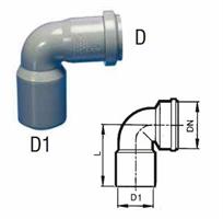 CURVA RIDOTTA A 90° IN PP DN 50/40*