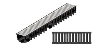 CANALE EASYLINE H90 NERO C/GRIGLIA A15 IN PLASTICA L.1000MM