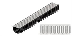 CANALE EASYLINE H90 NERO C/GRIGLIA A15 ANTITACCO ZINC. L.1000MM