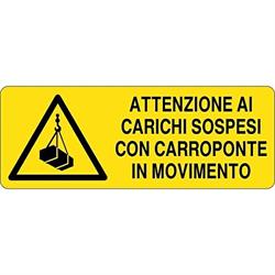 CARTELLO ATTENZIONE CARICHI SOSPESI ALL. 35X12,5CM W0153620