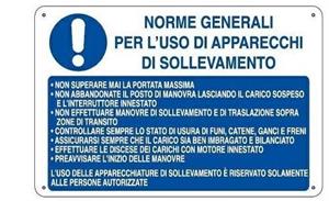 CARTELLO NORME APPARECCHI SOLLEVAMENTO ALL. 30X20CM U1900060