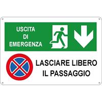 CARTELLO USCITA EMERGENZA - DIVIETO ALL. 30X20CM U3400510