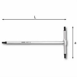 CHIAVE T CON MASCHIO ESAGONALE mm. 2 L.125x62 ART. 280 T*