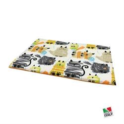 LETTINO CANI E GATTI IN POLYCOTONE CM.60X38 ARANCIO/FANTASIA